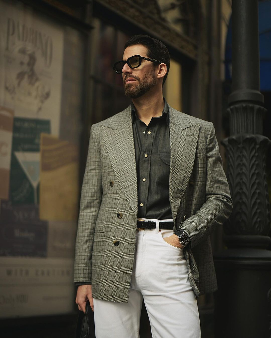 Drapers Black and White Glen Plaid Checks Double Breasted Jacket - 3