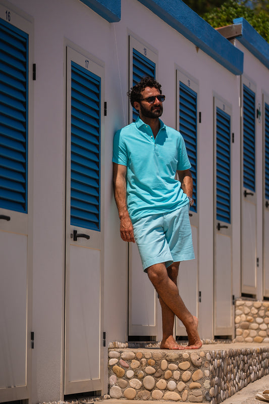 Electric Blue Cotton Twill Shorts