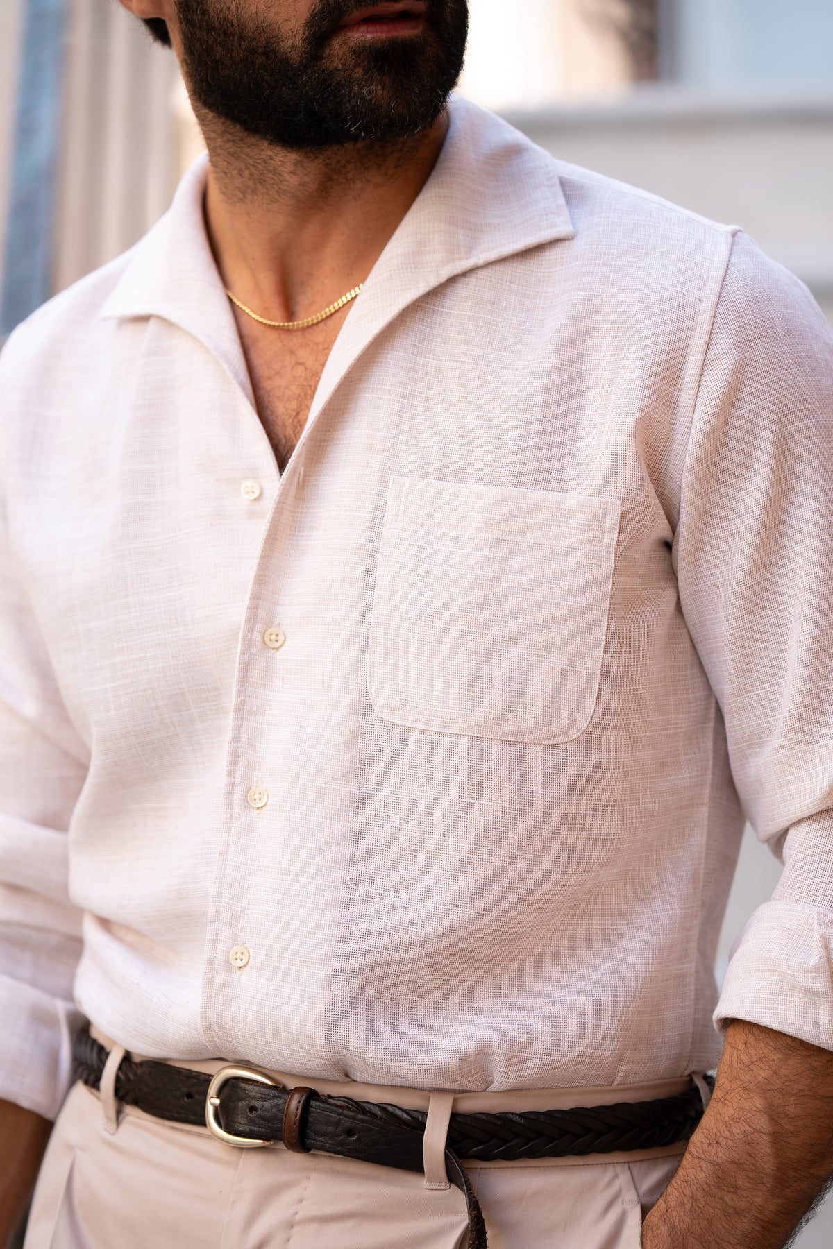 Soft Washed Pastel Pink Shirt with One piece collar and Placket - 4