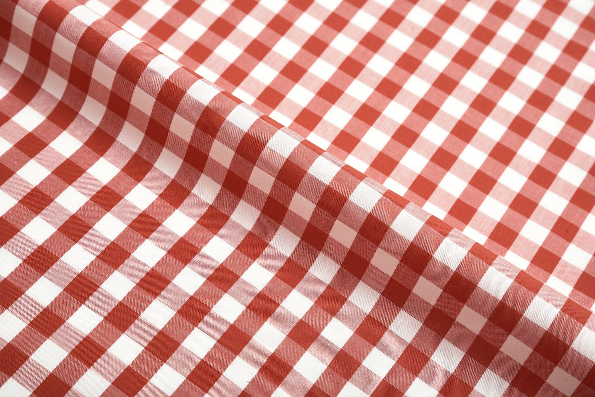 Red on White Broad Gingham Checks Shirt - 1