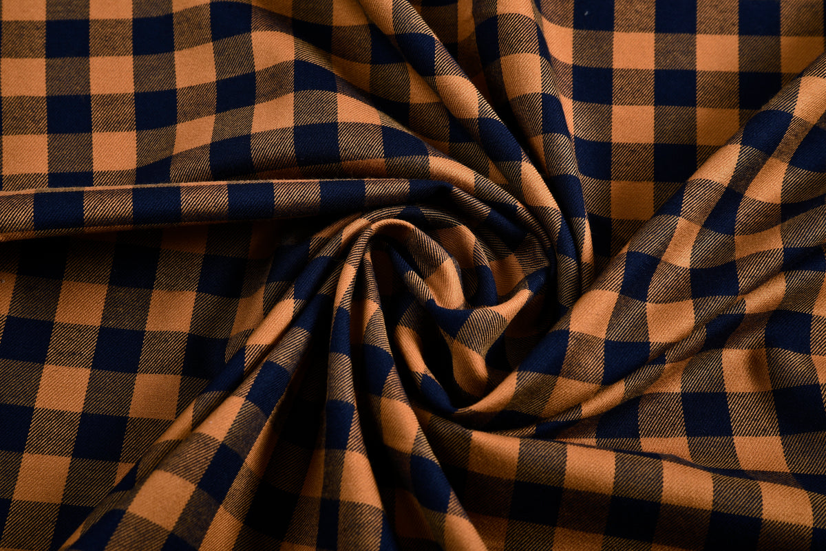 Navy tan Gingham Shirt - 5