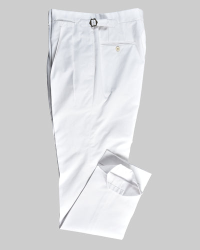 White Cotton Twill Dress Pant