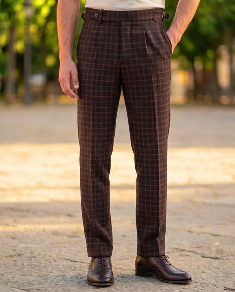 Drapers Brown Macro Checks Pants