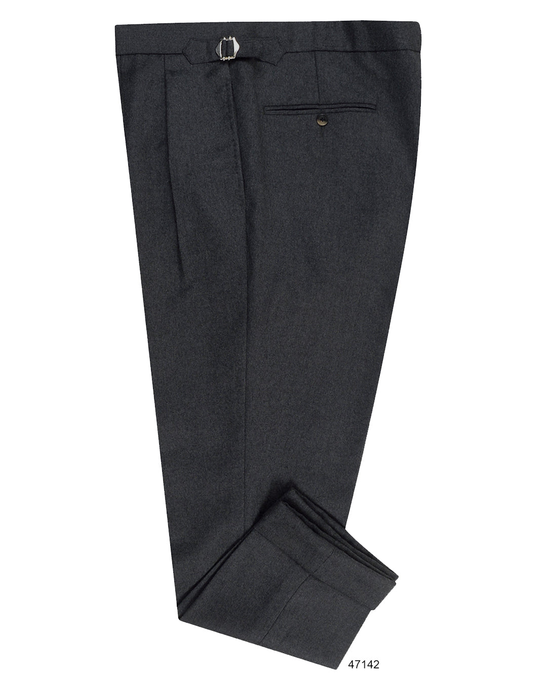 Dugdale Dark Grey Wool Flannel High Waisted Pant - 1