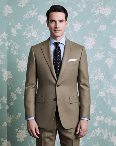 Dugdale Olive Beige Wool Flannel  suit