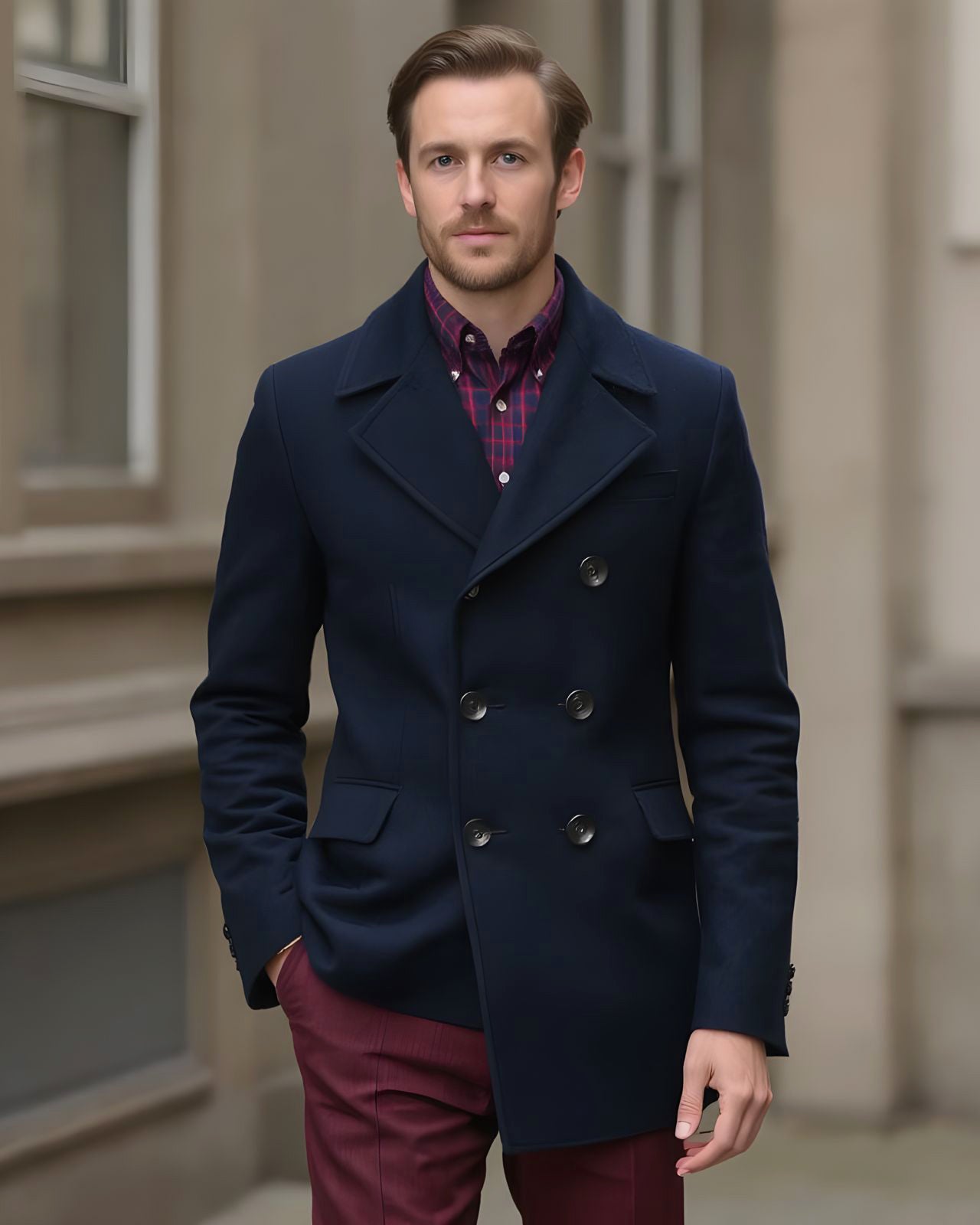 Dugdale Wool Peacoat - Navy