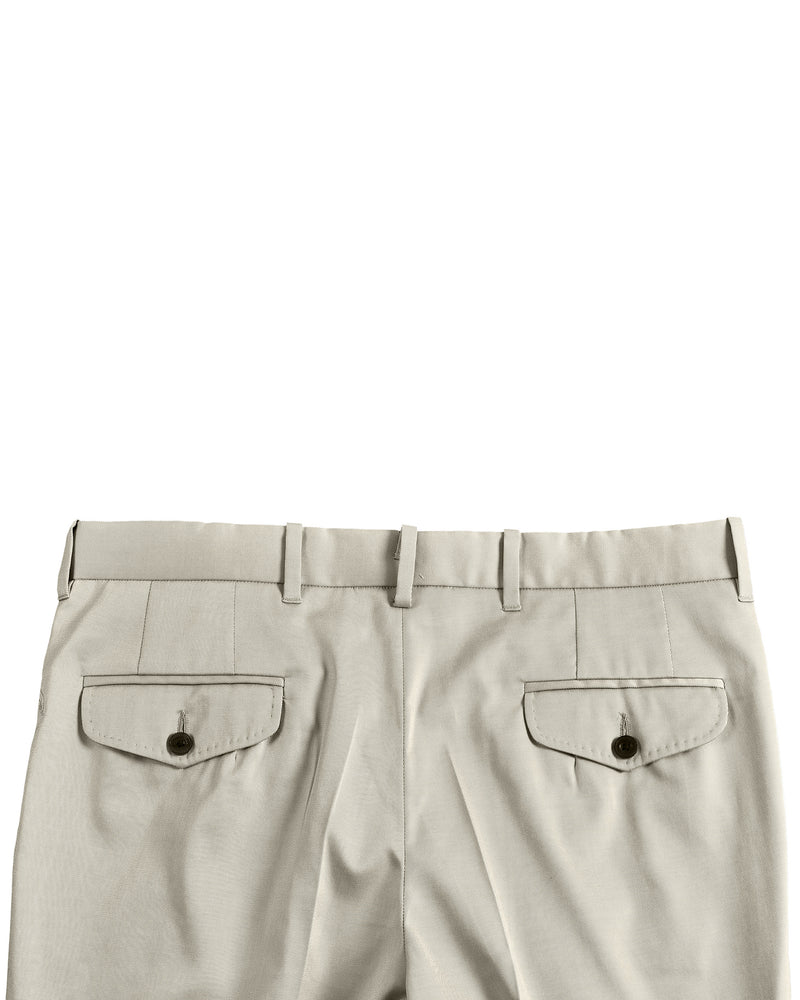 Pleated Ivory Cotton Twill Dress Pant