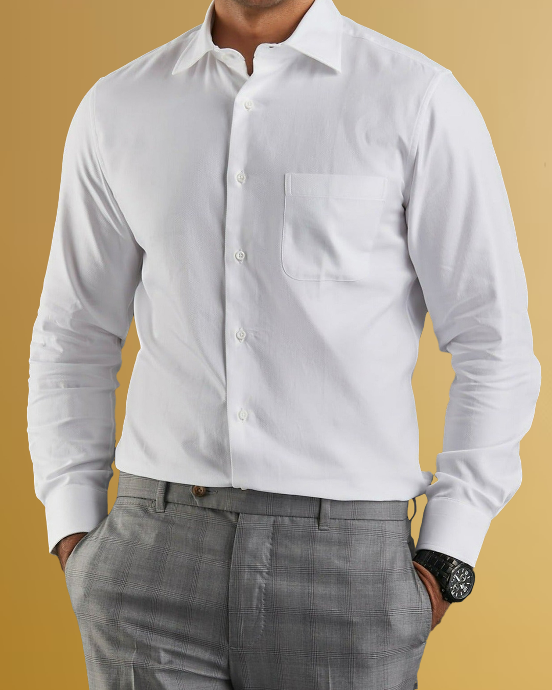 Brembana 2-Ply Giza White Hampton Twill Shirt - 1