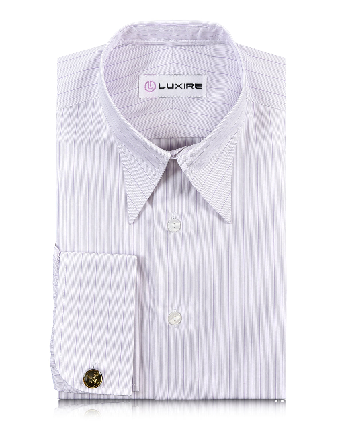 A Touch of Silk:Purple Pin Stripes on White: Natural Wrinkle Free - 1