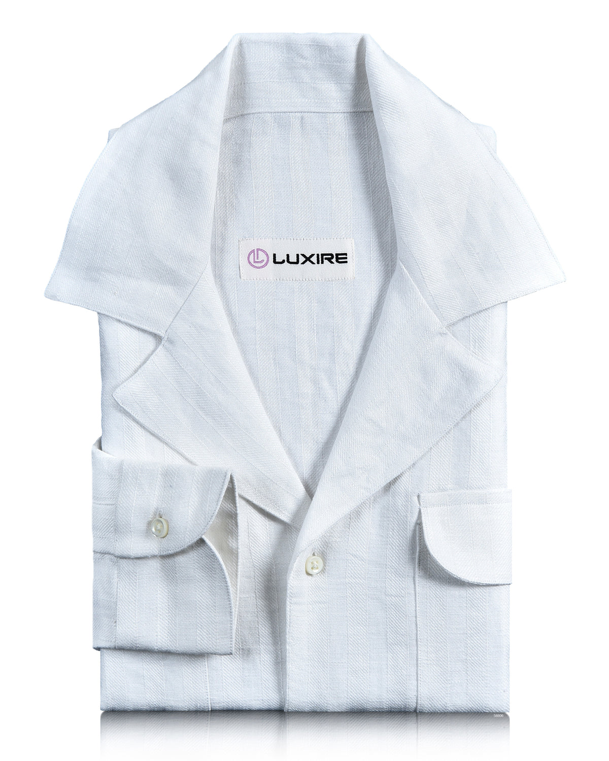 White Linen Shirt with Wide Stripes - 1