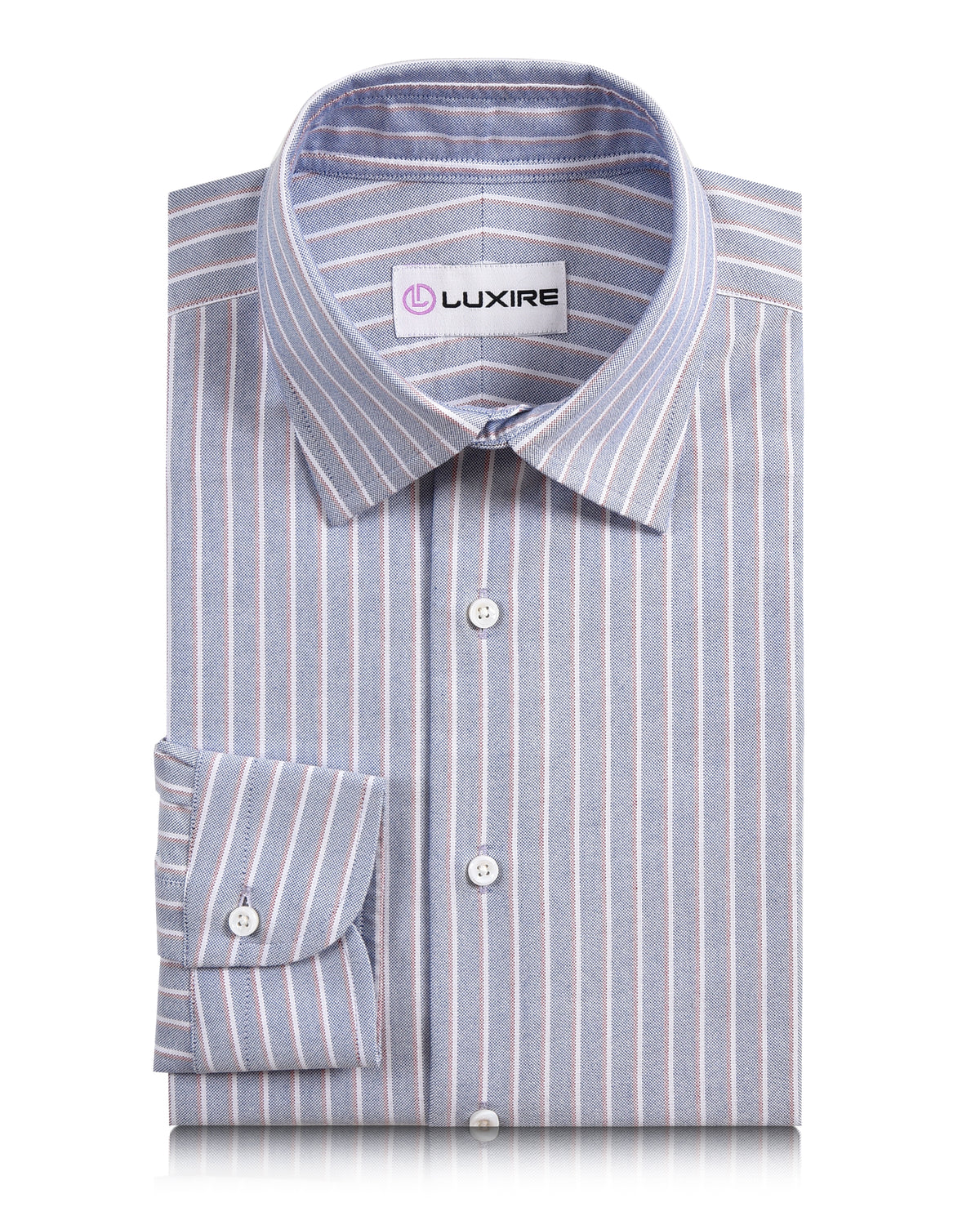 Red White Stripes on Blue Oxford - 4