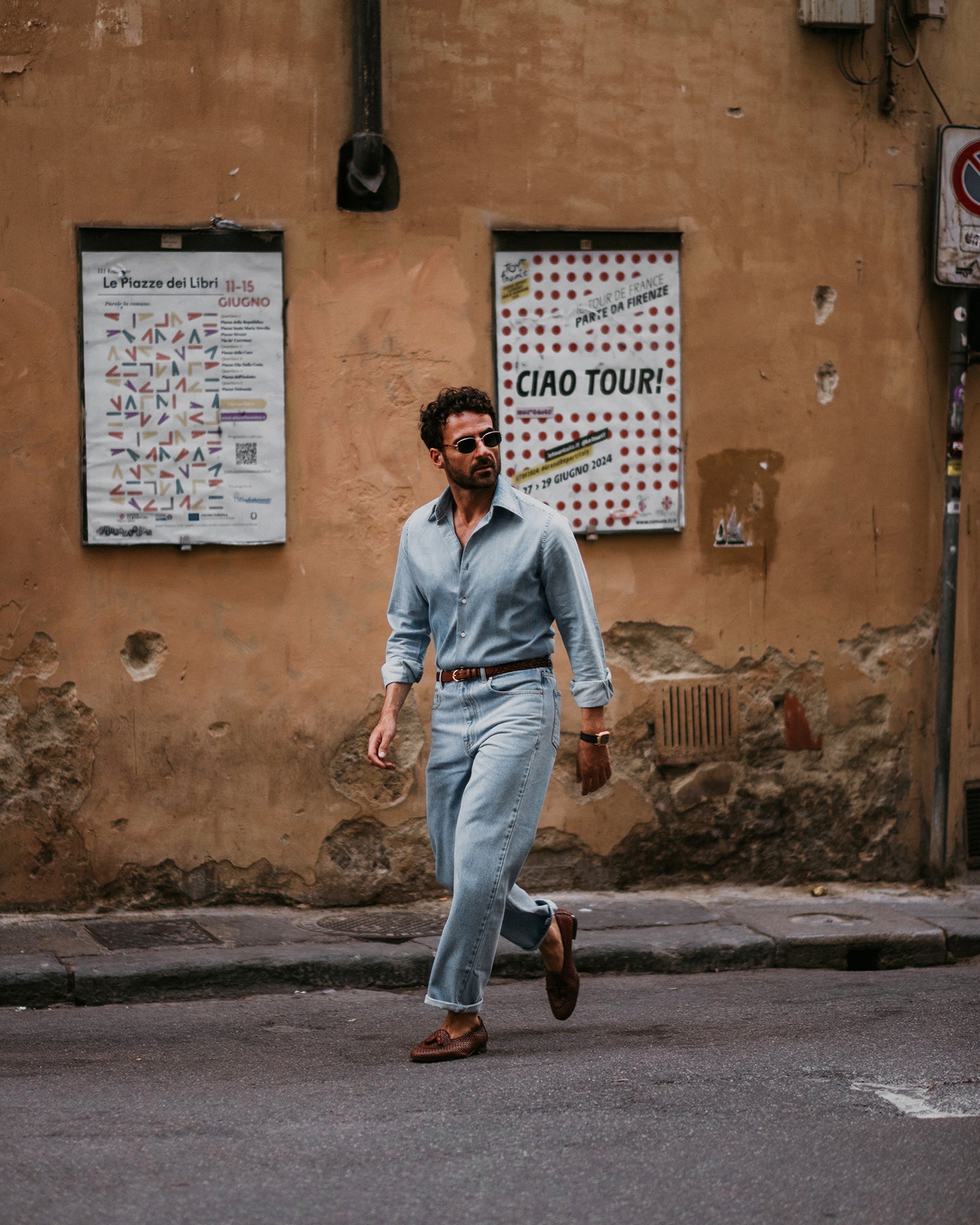 Fade Washed Light Blue Denim Chambray Shirt