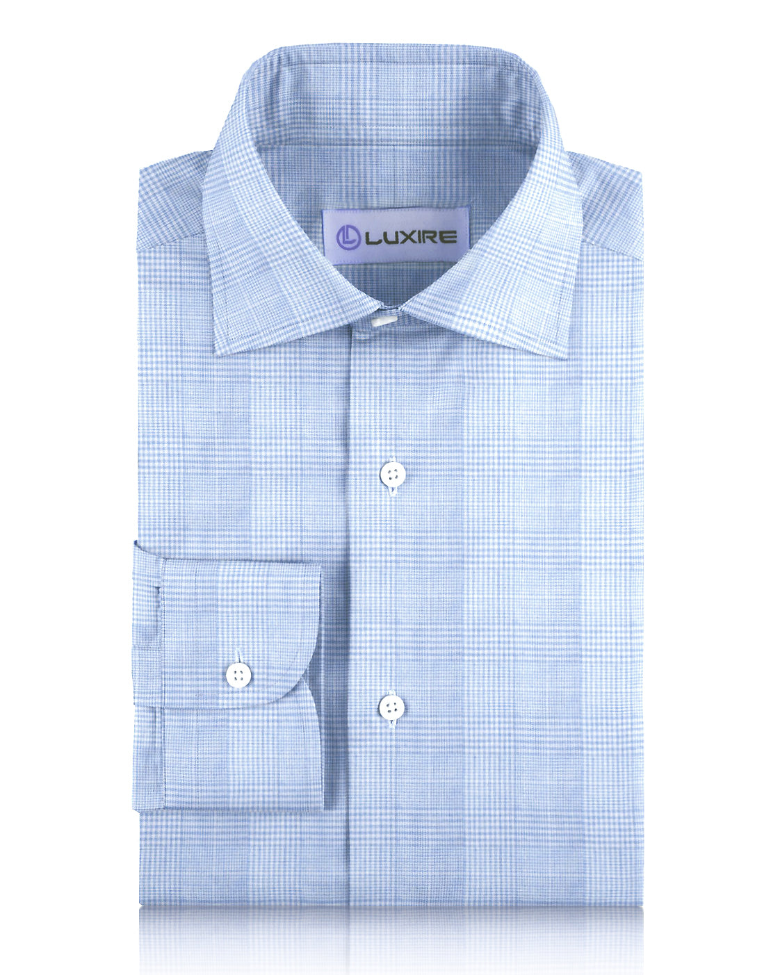 Light Blue and White Tattersall Checks