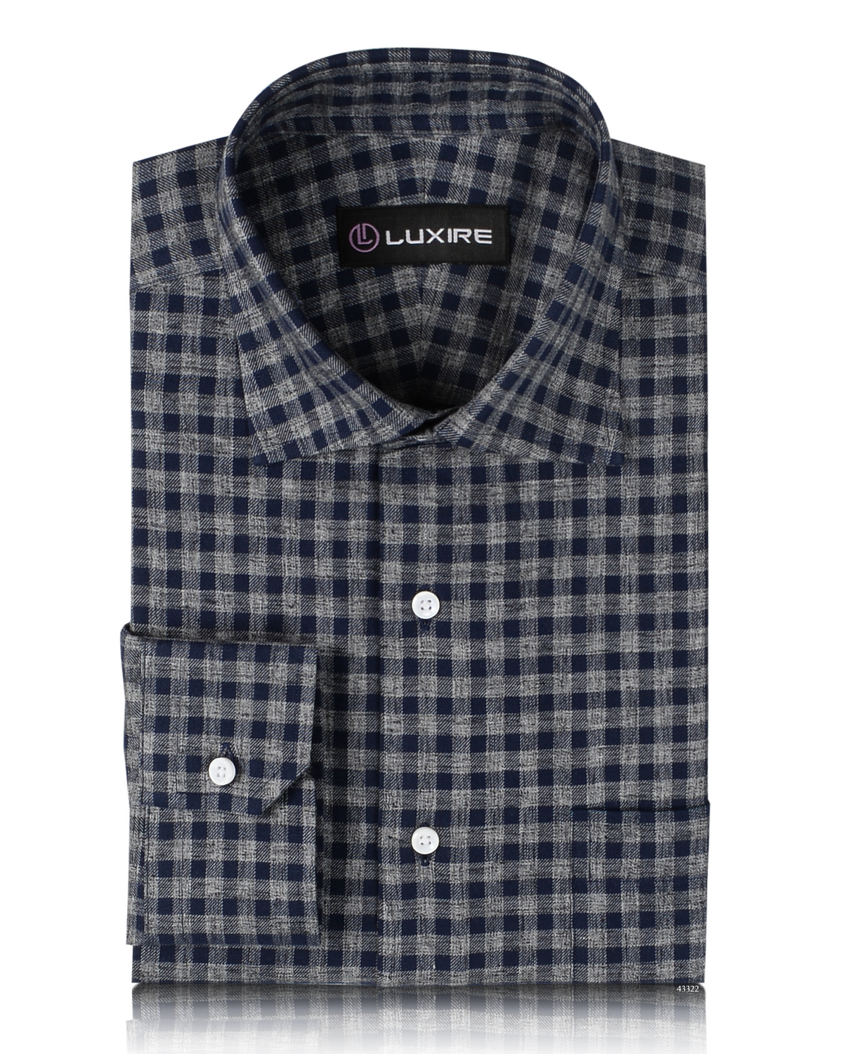 Grey Navy Tattersall Twill Checks - 1