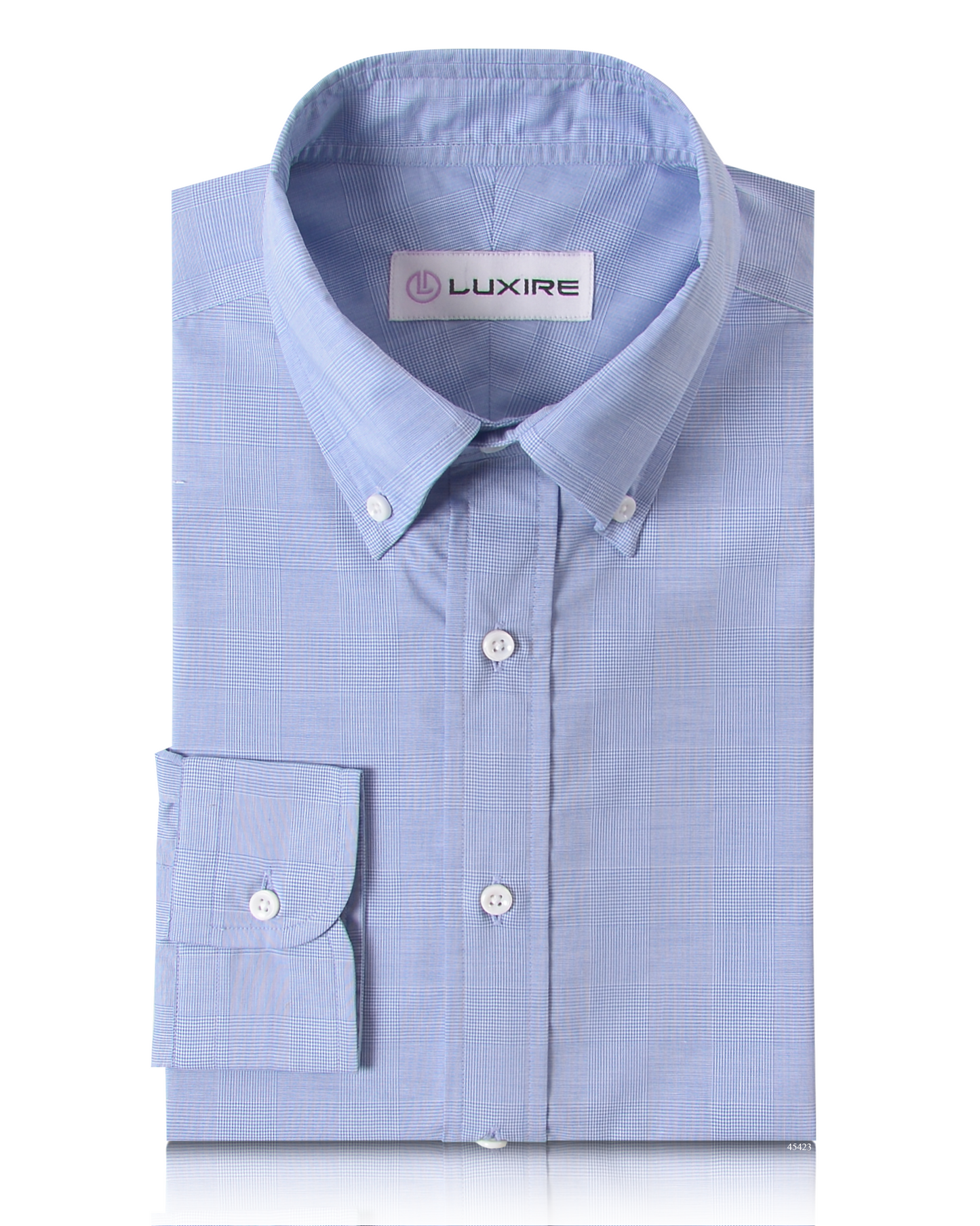 Glen Plaid Blue on White Shirt