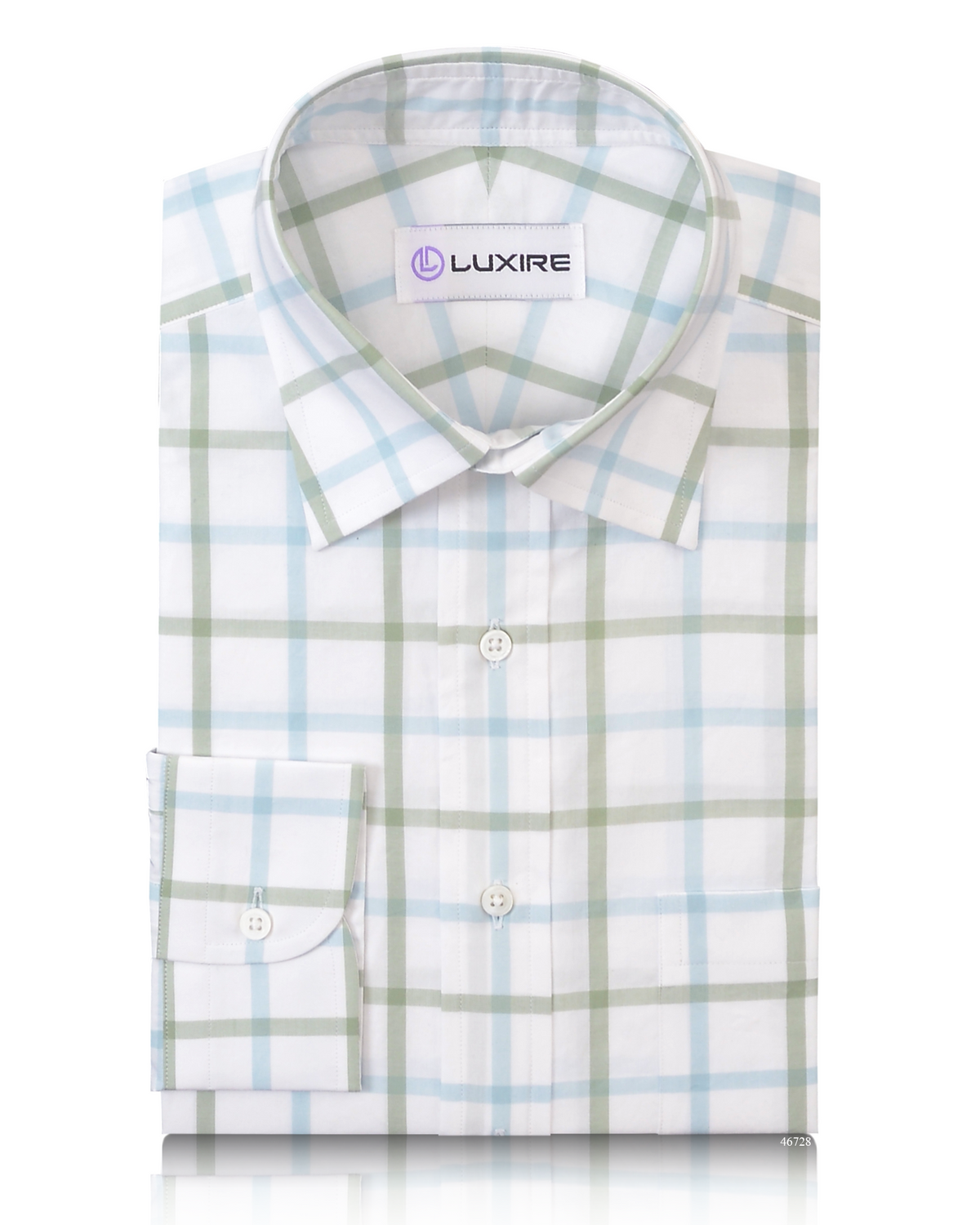 Sky Blue and Green Checks on White - 1