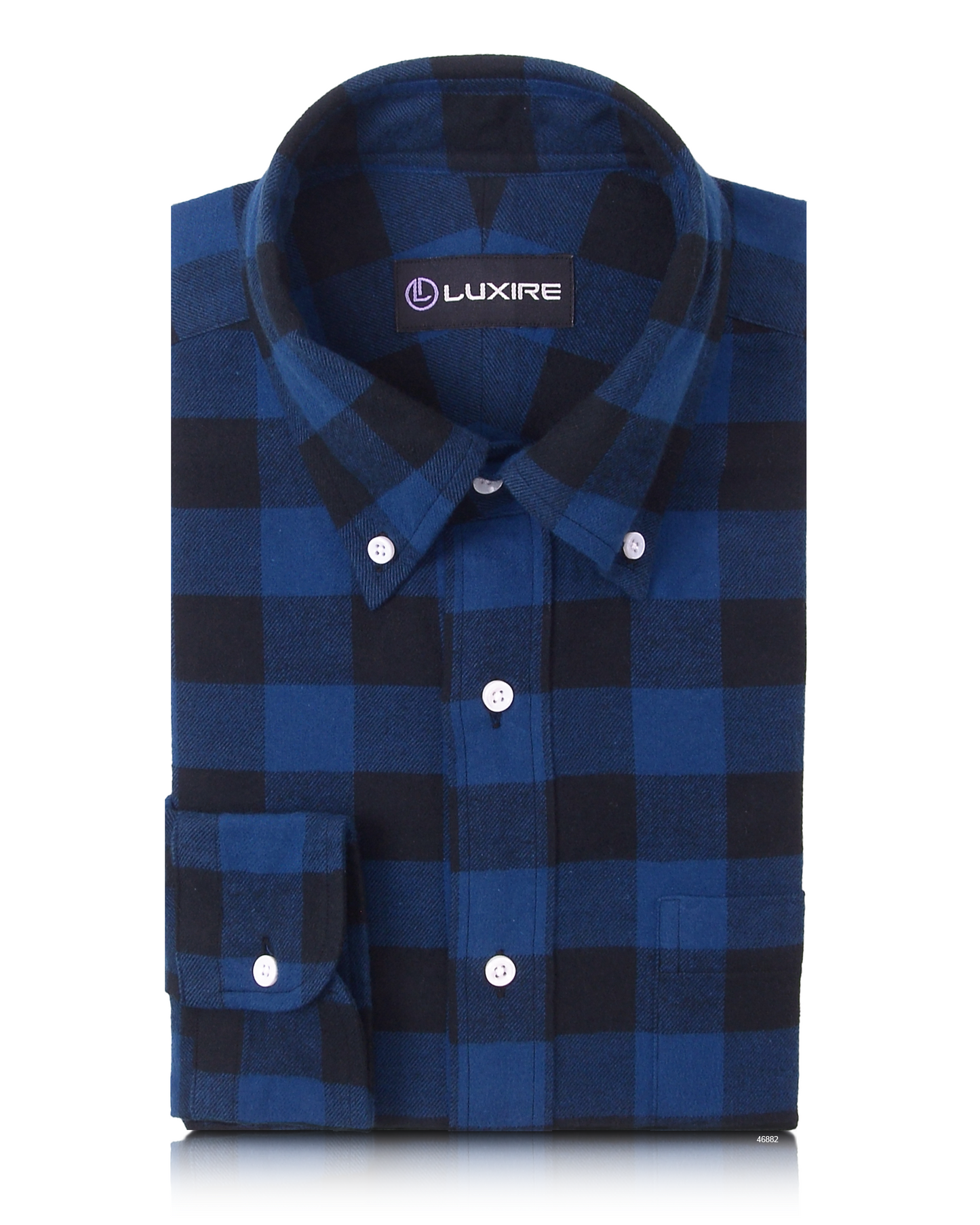 Navy Black Big Gingham Flannel