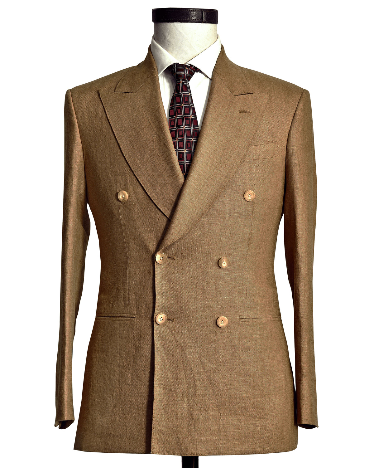 Linen Fresco Golden Brown Double Breasted Jacket - 6