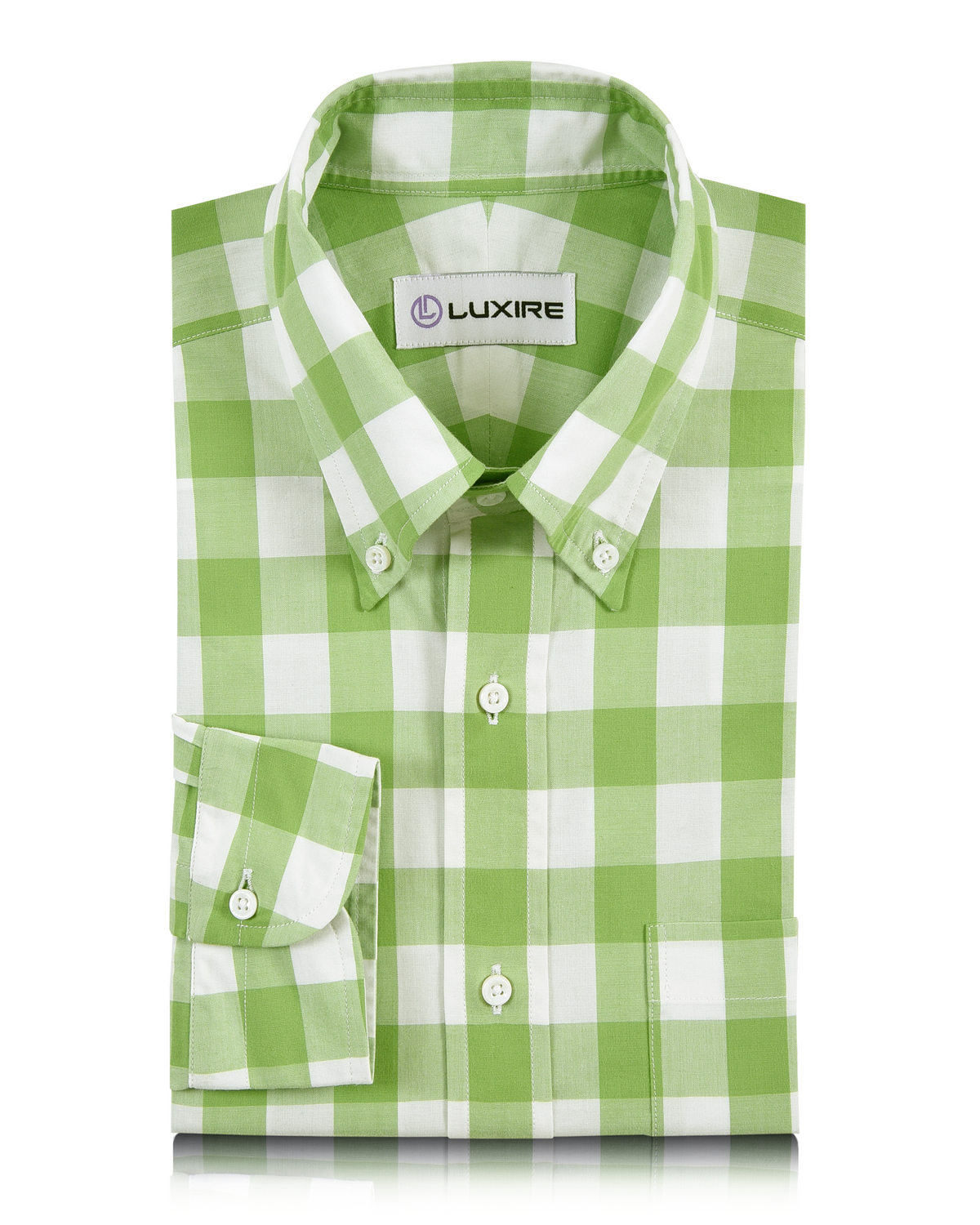 Green and White Gingham Checks Shirt - 1