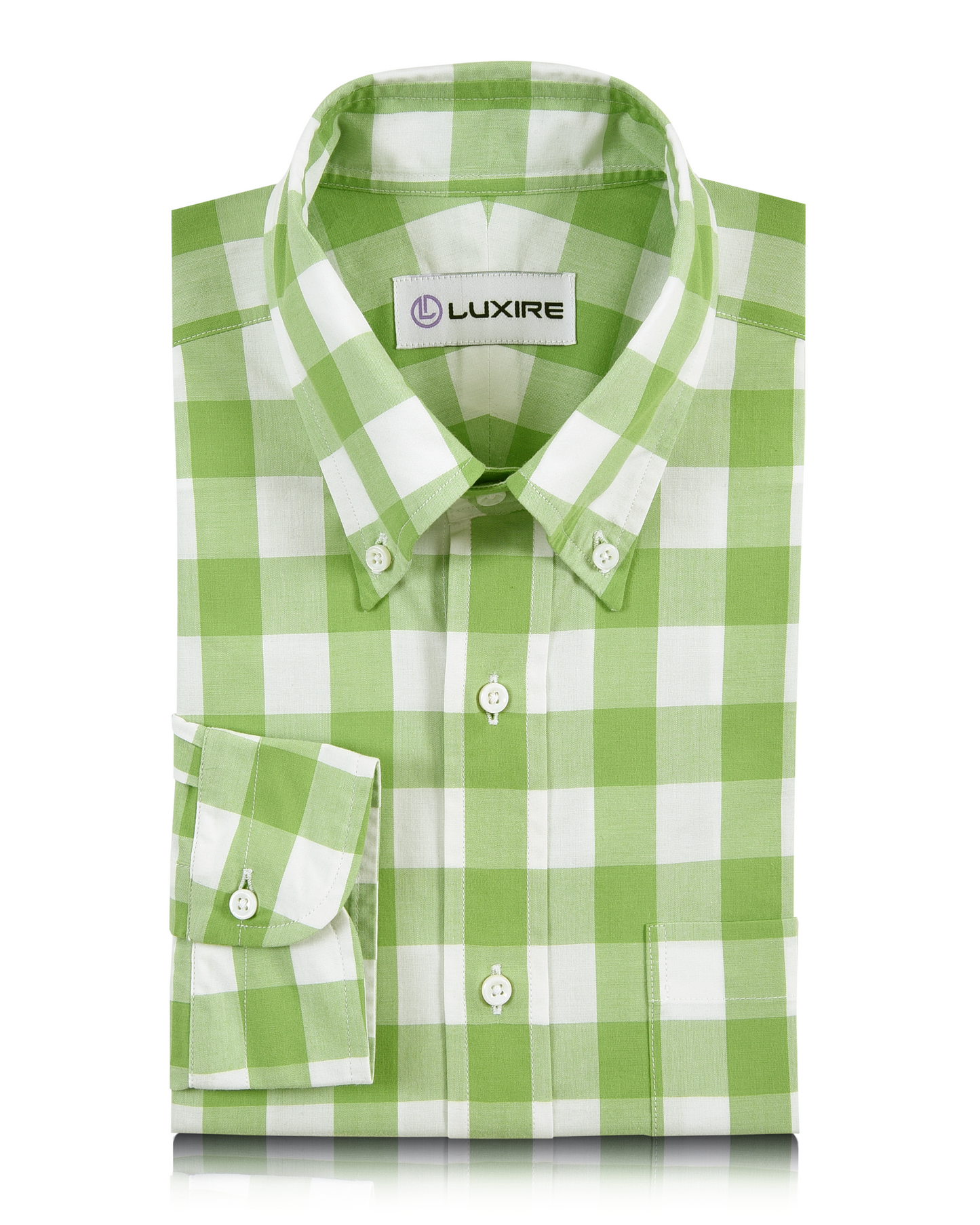 Green and White Gingham Checks Shirt