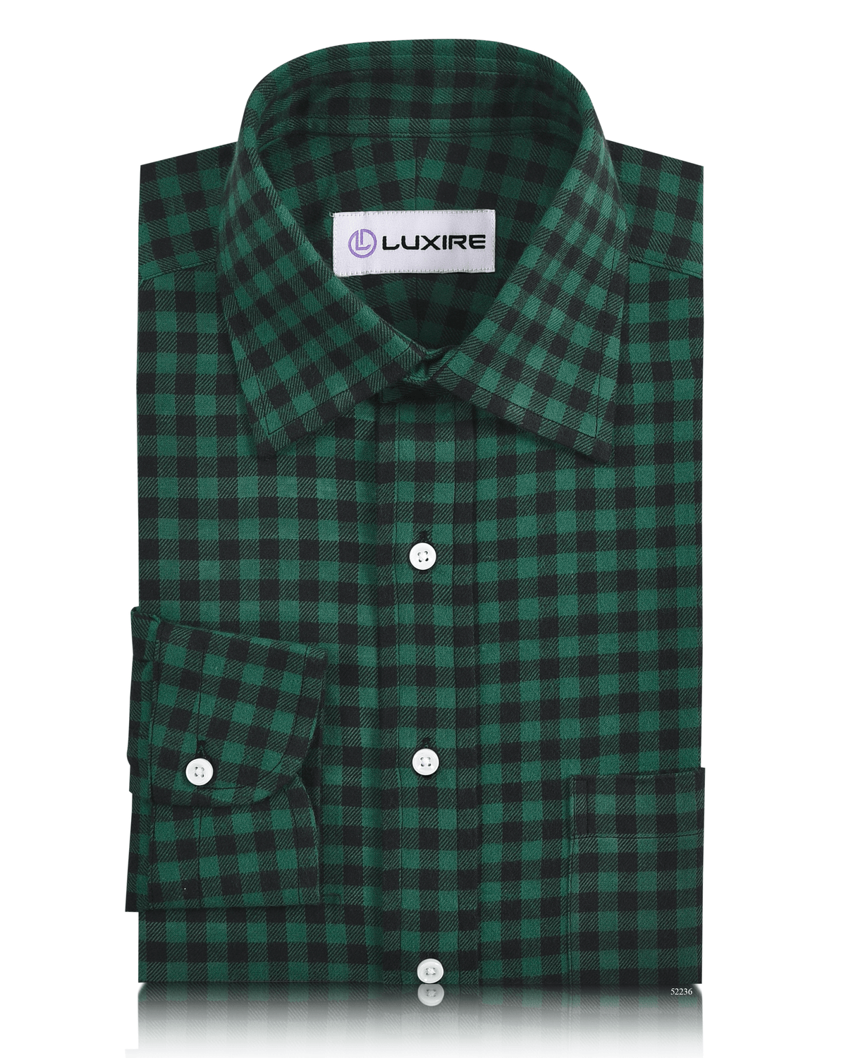 Green Black Gingham Twill Flannel Shirt - 1