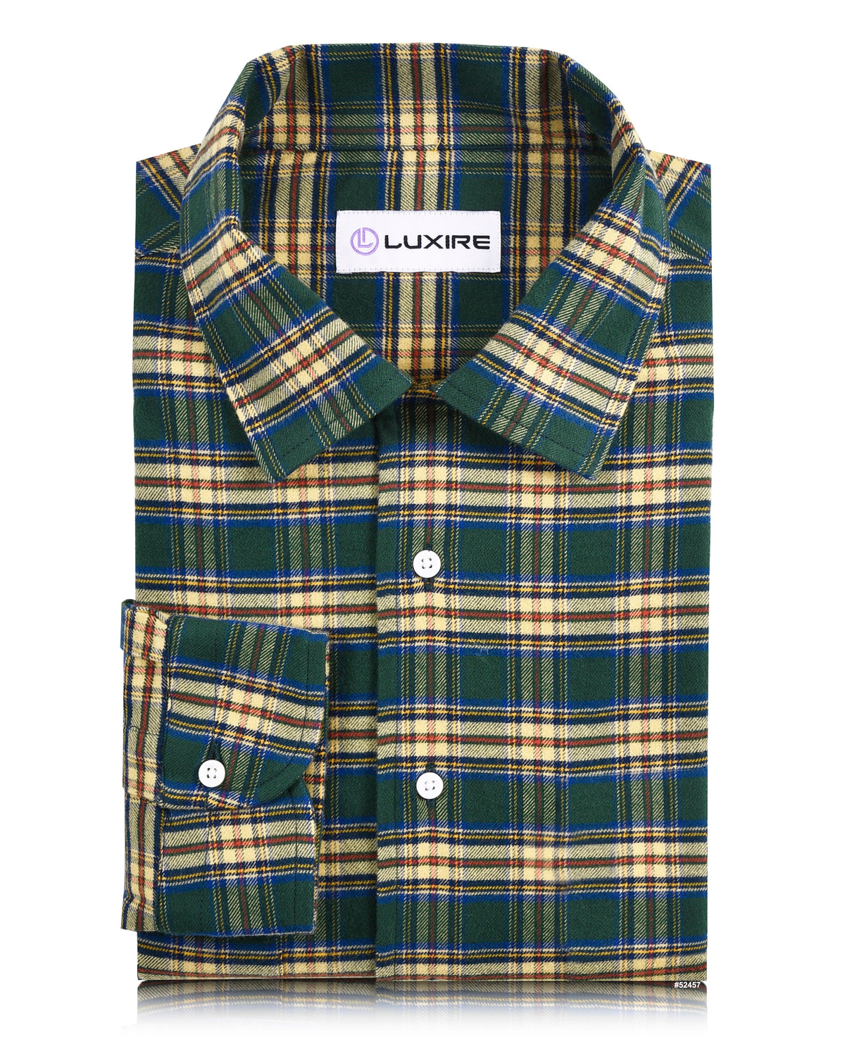Green Yellow Blue Plaid Flannel Shirt - 1