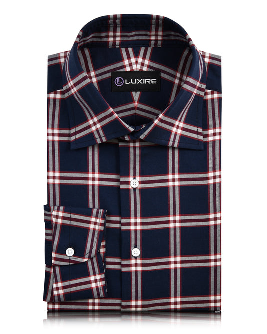 Red Navy Big  Tattersall Casual Shirt