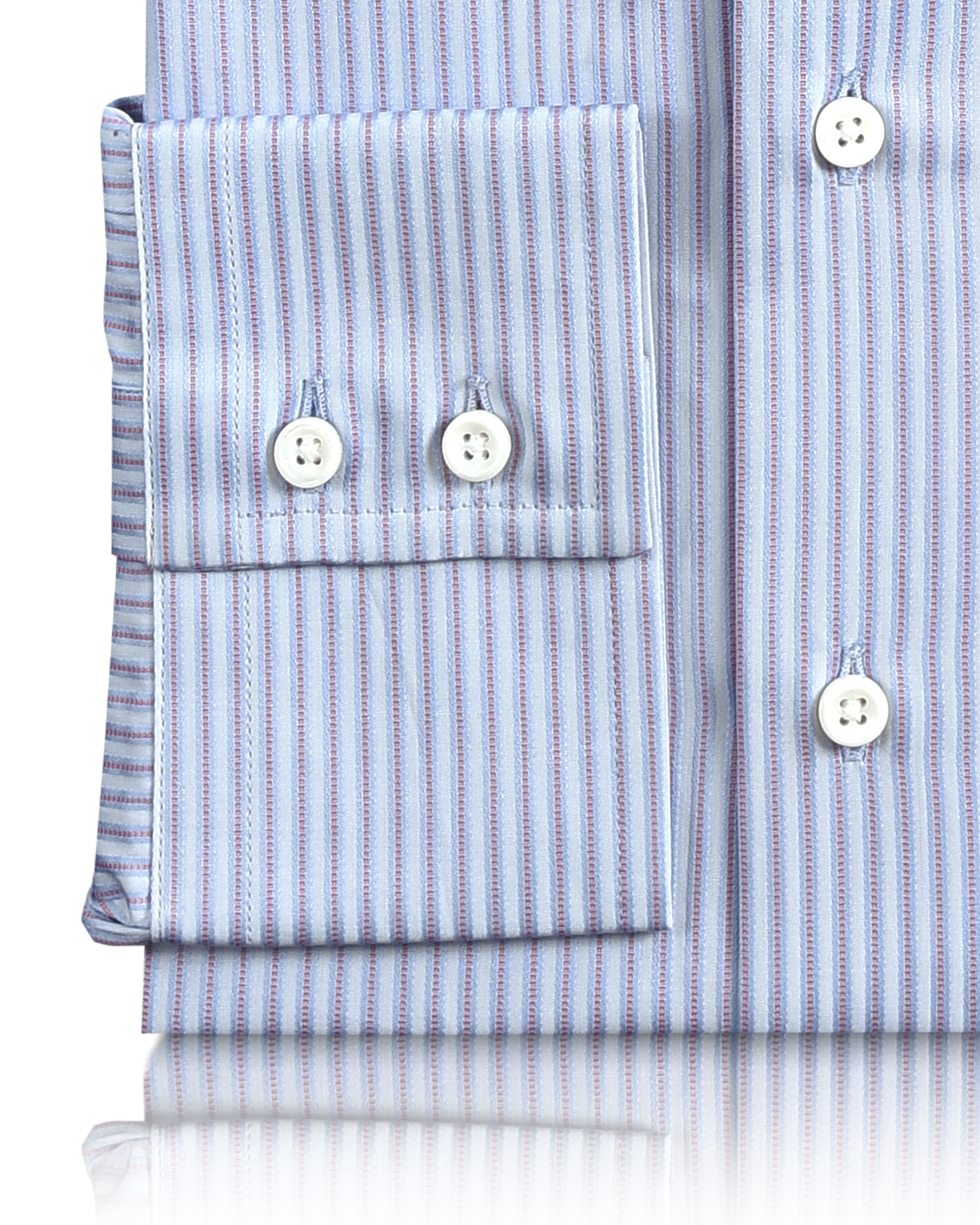Pink Blue Satin Stripes on Pale Blue Shirt - 3