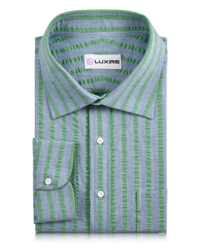 Cotton Blue Green Seersucker