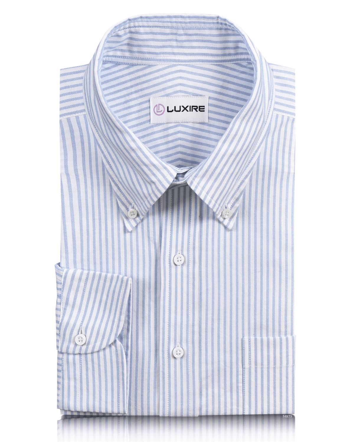 Blue Stripes On Textured White Shirt - 1