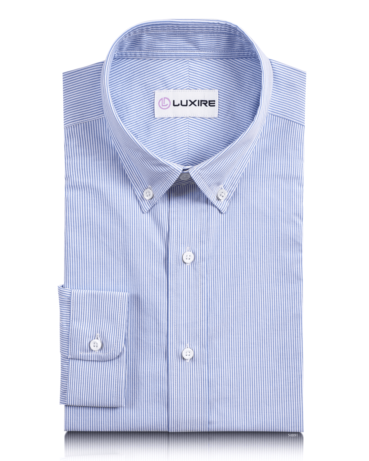 Blue on White Pin Stripes Dress Shirt - 1