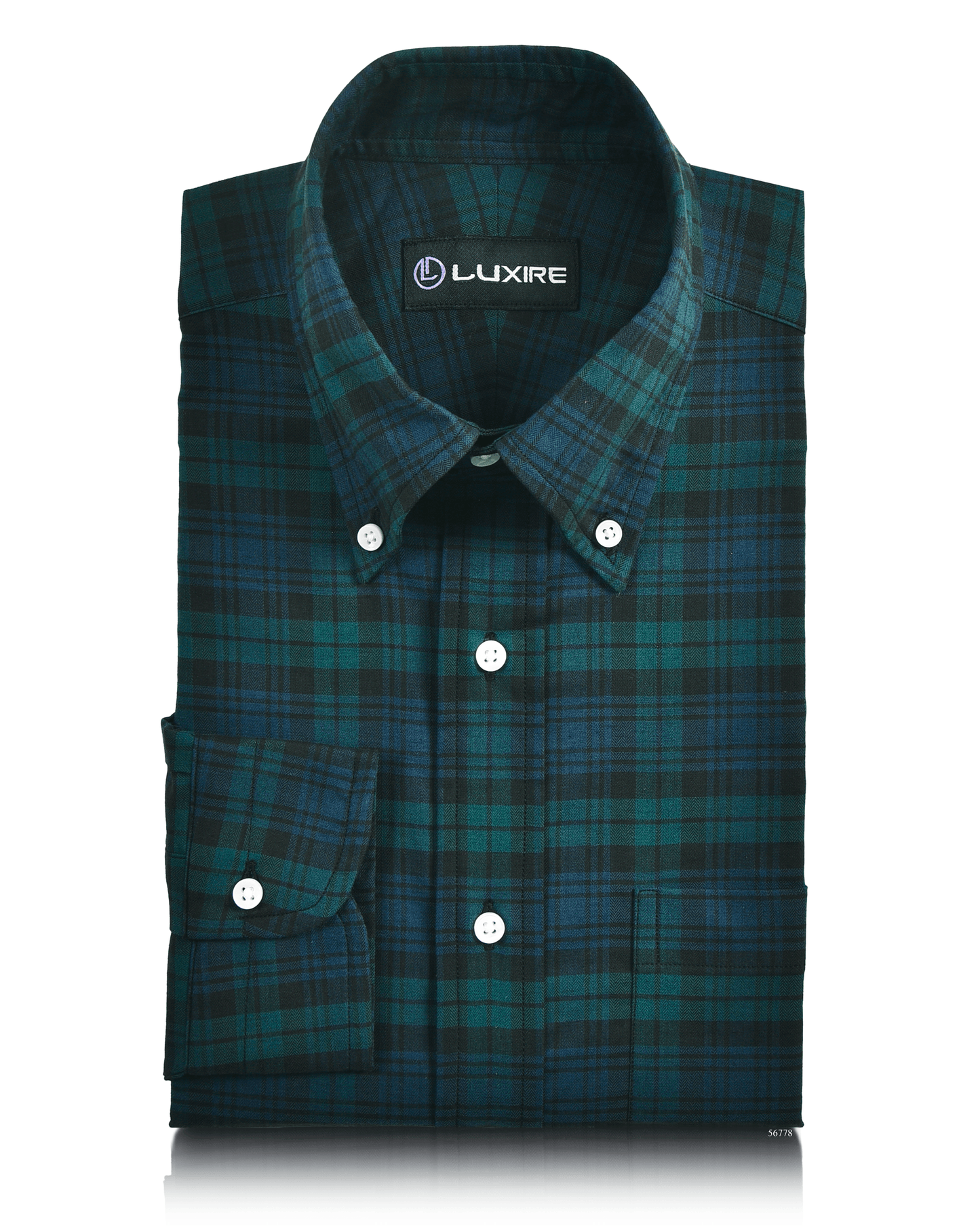 Blue and Green Herringbone Shirt