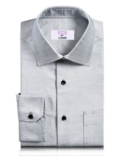 EZS Grey-White End-on-End Shirt
