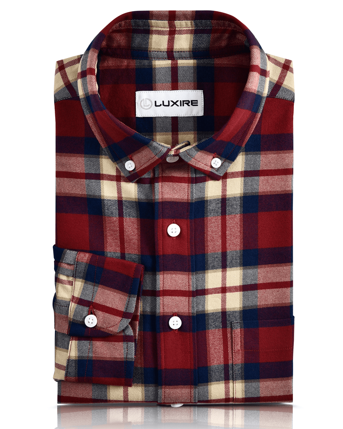 Red Blue Ecru - Tartan - 1