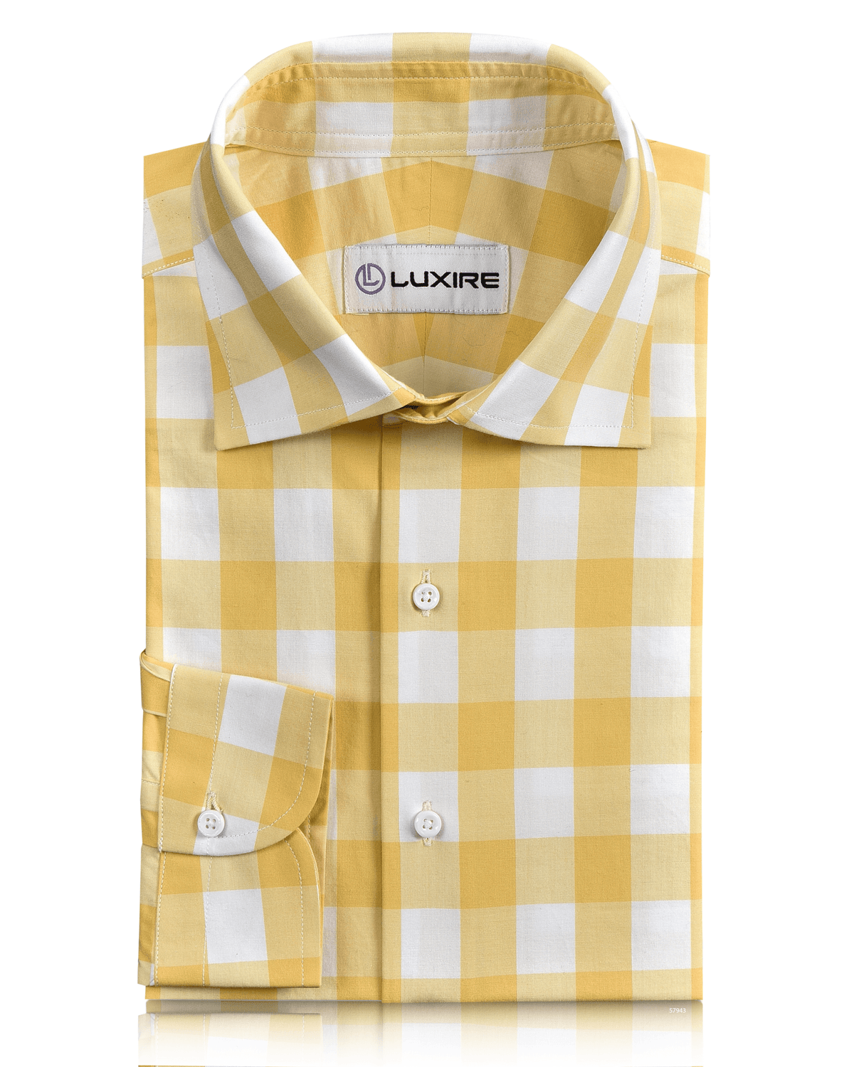 Golden Yellow Windowpane Checks On White - 1