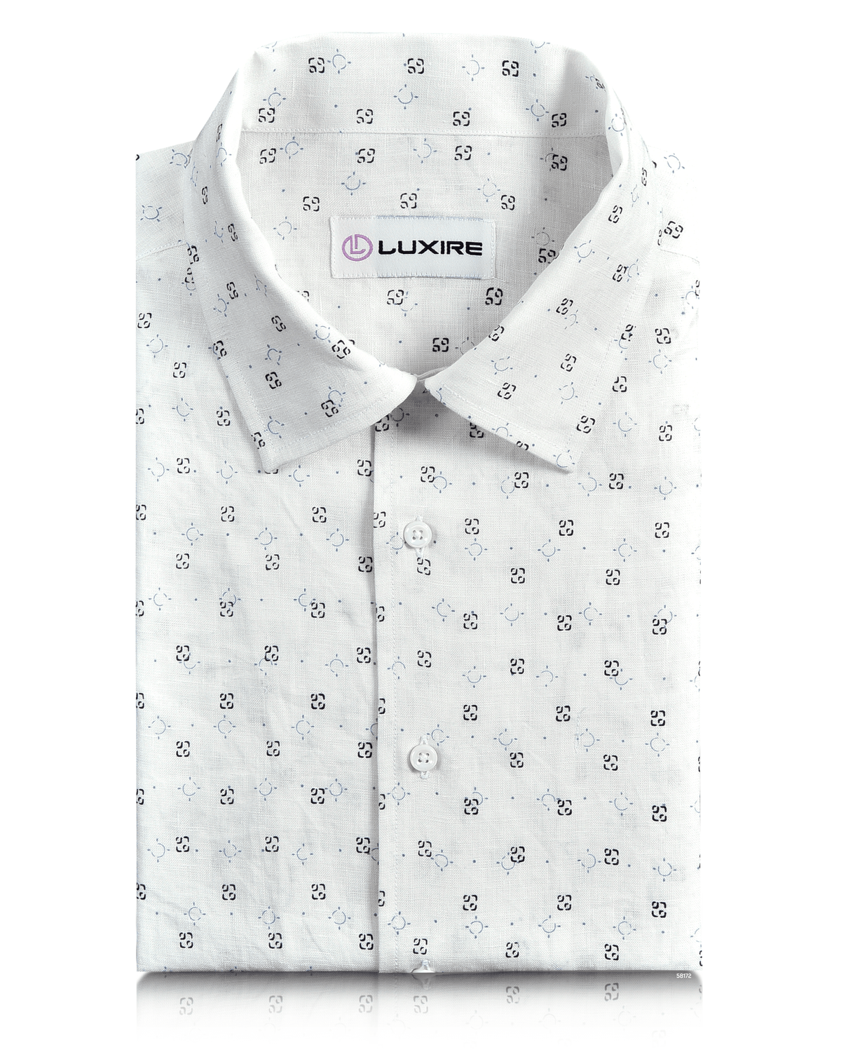 Linen: Blue Navy Printed Geometric - 1