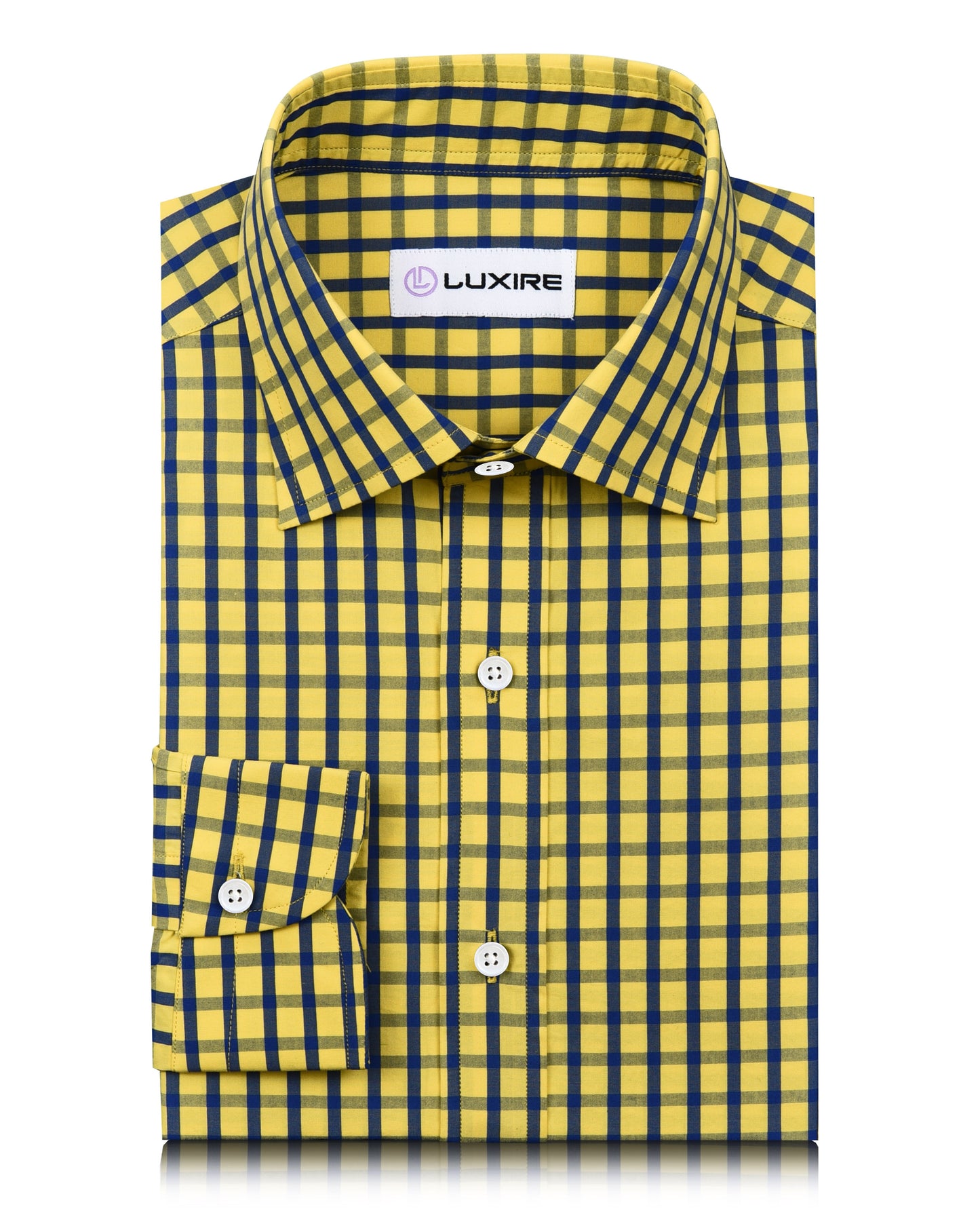 Friday Shirt:Blue Windowpane Checks On Yellow