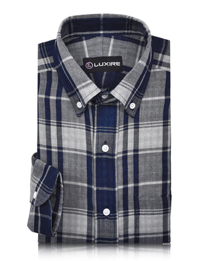 Aegean Blue Grey Checks Shirt