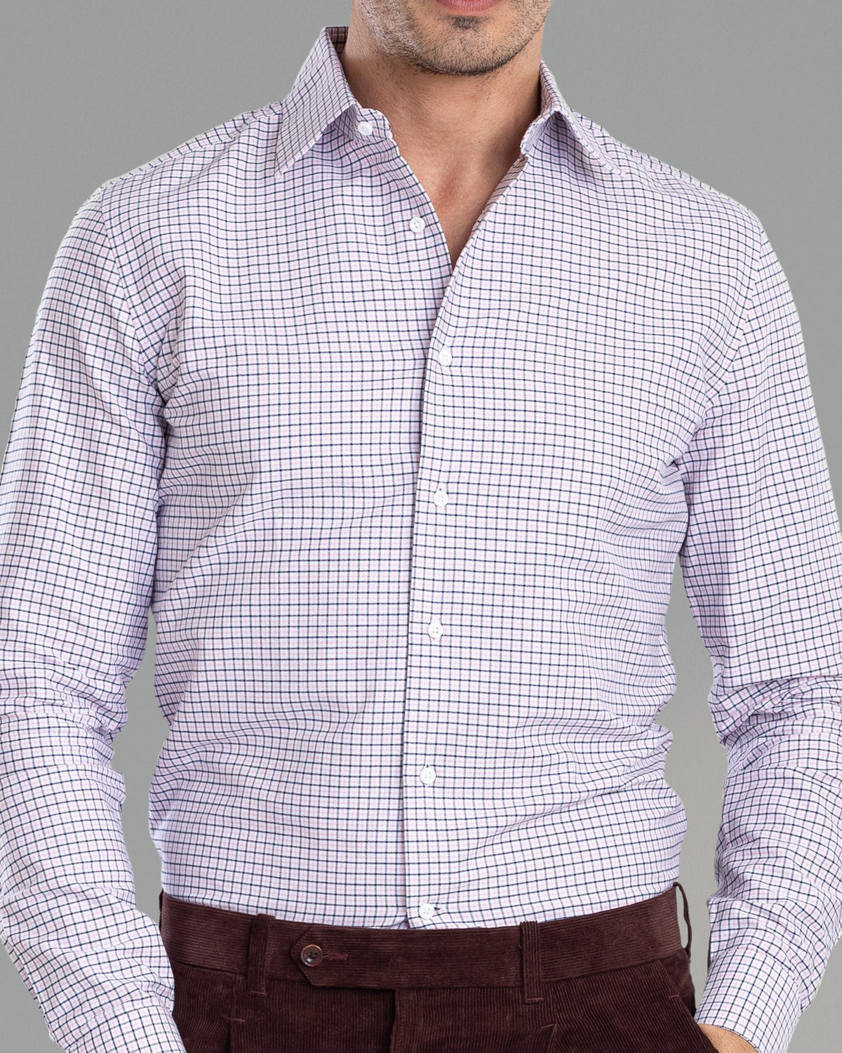 Navy Pink Tattersall Shirt - 1