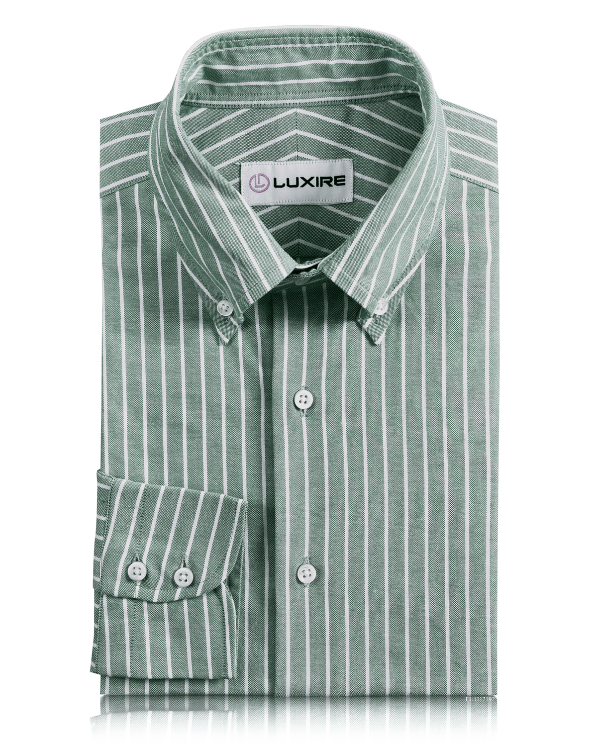 White Stripes On Fern Green Oxford Shirt - 1