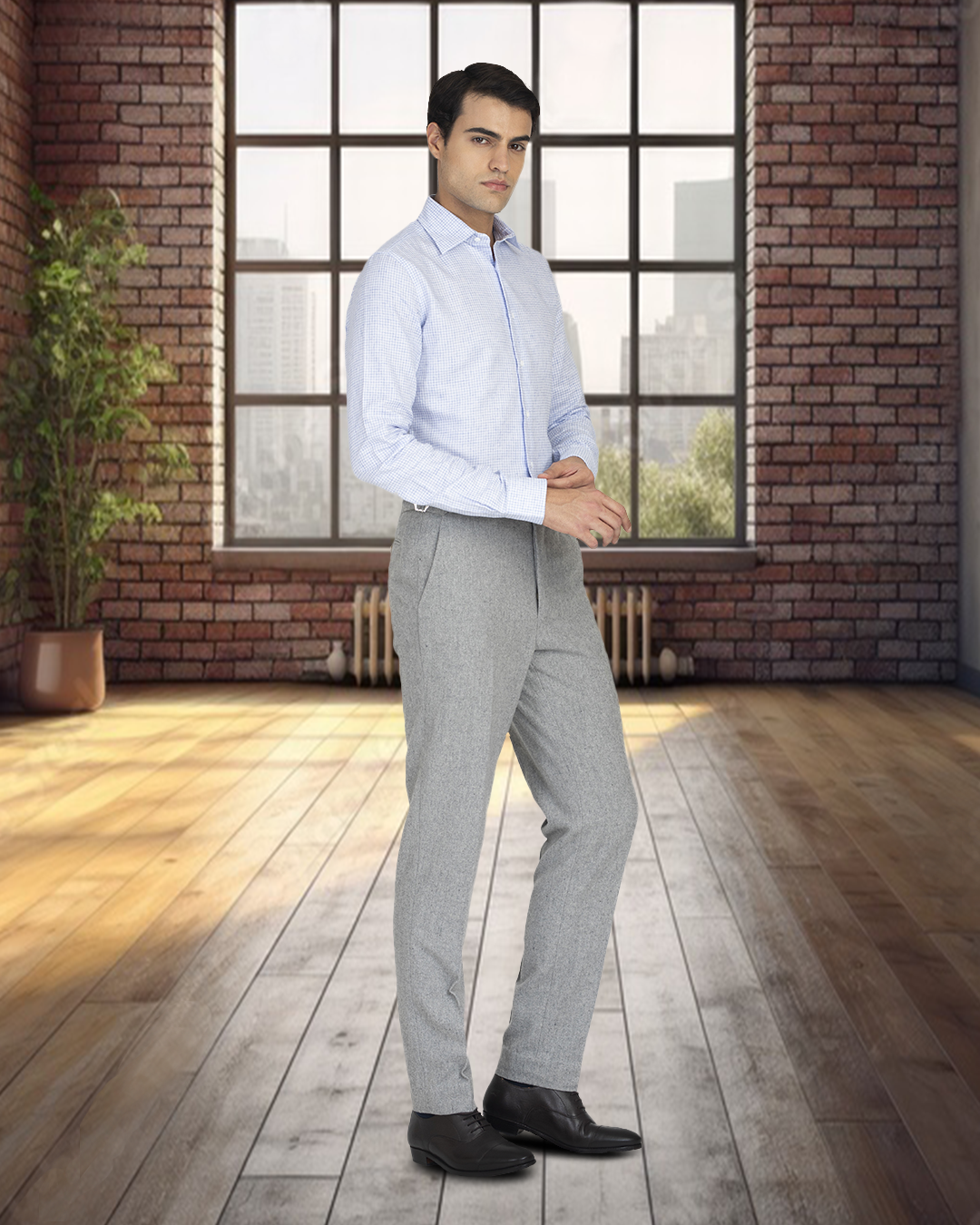 Grey Wool Flannel Pant - 2