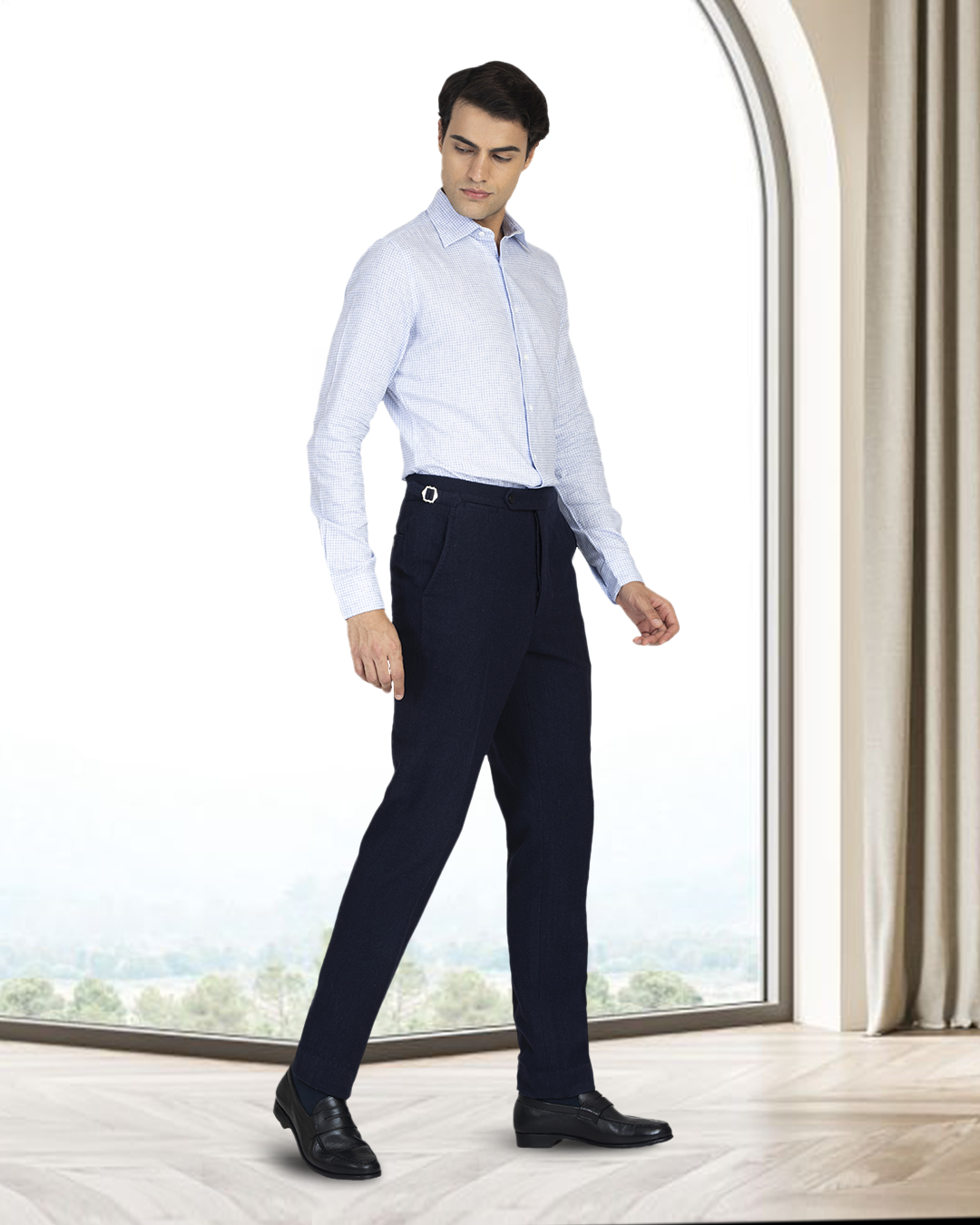Navy Wool Flannel Pant - 2