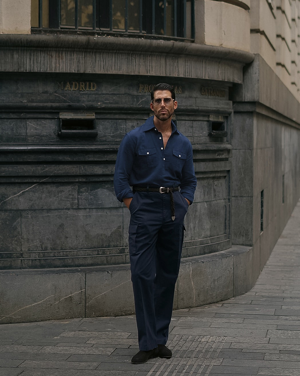 Navy Blue Linen Summer Shirt