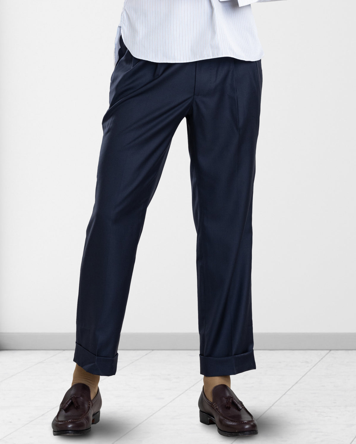 VBC: Dark Navy Covert Wool Pant - 1
