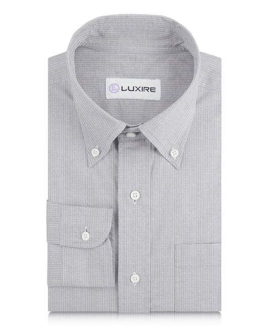 Cotton Linen: White Hairline Stripes On Grey