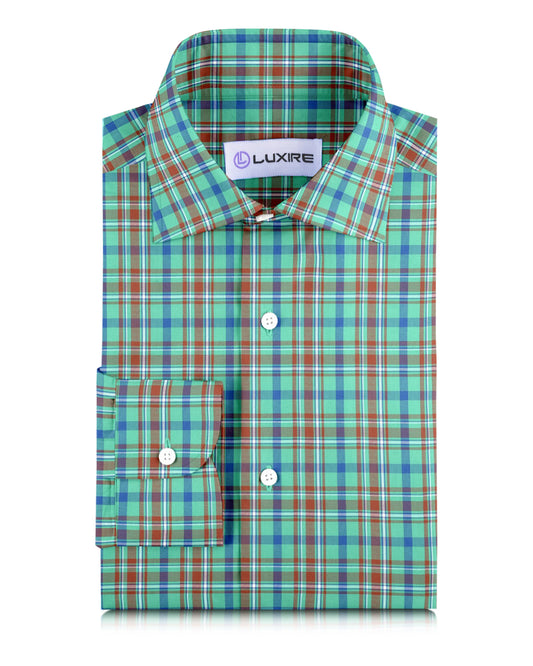 Green Rust Blue Tartan Checks Twill