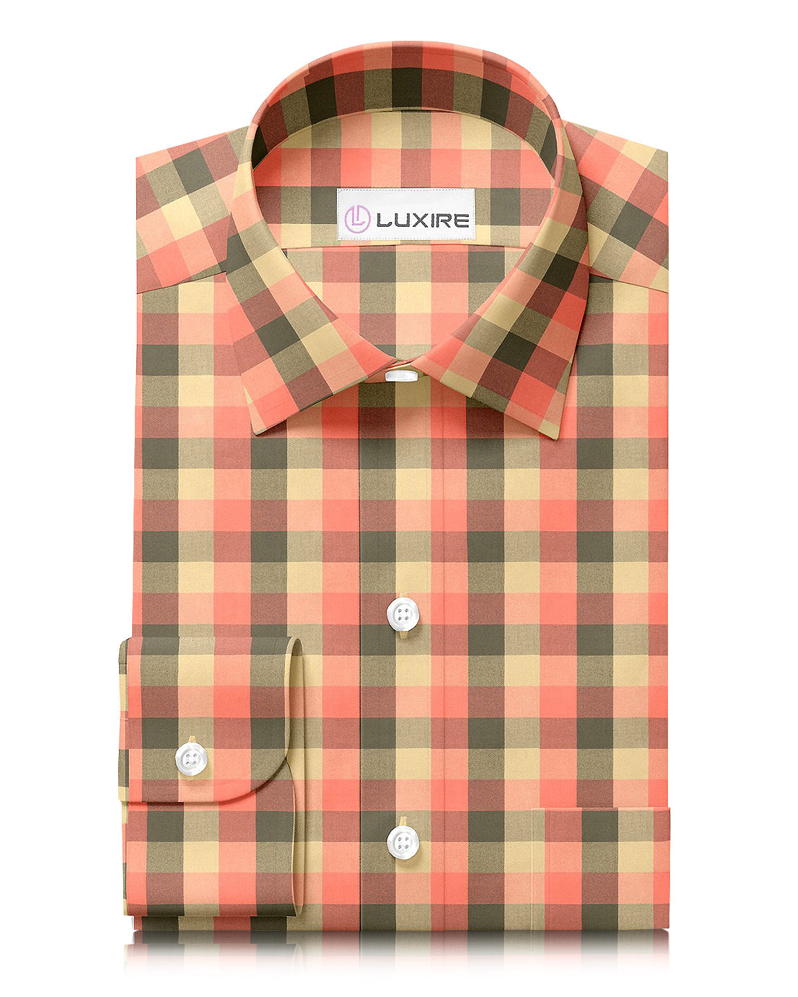Orange Olive Tan Windowpane Twill Flannel - 1