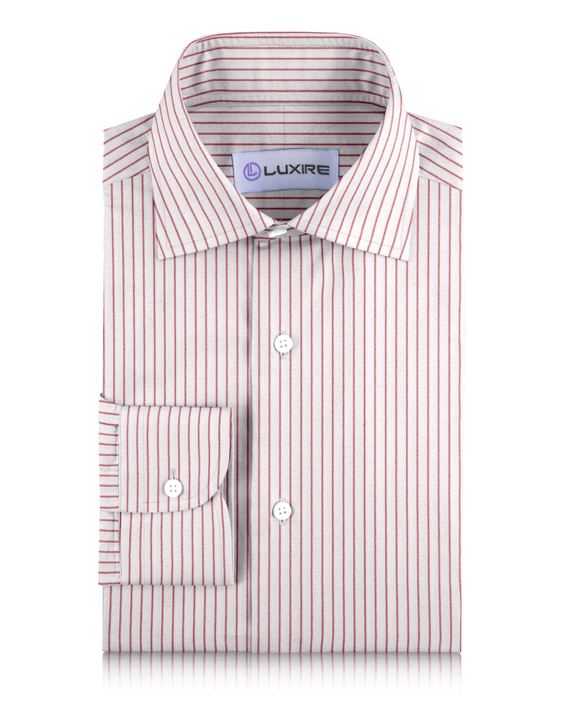 Pullover Shirt in White Red Pin Stripes Linen - 1