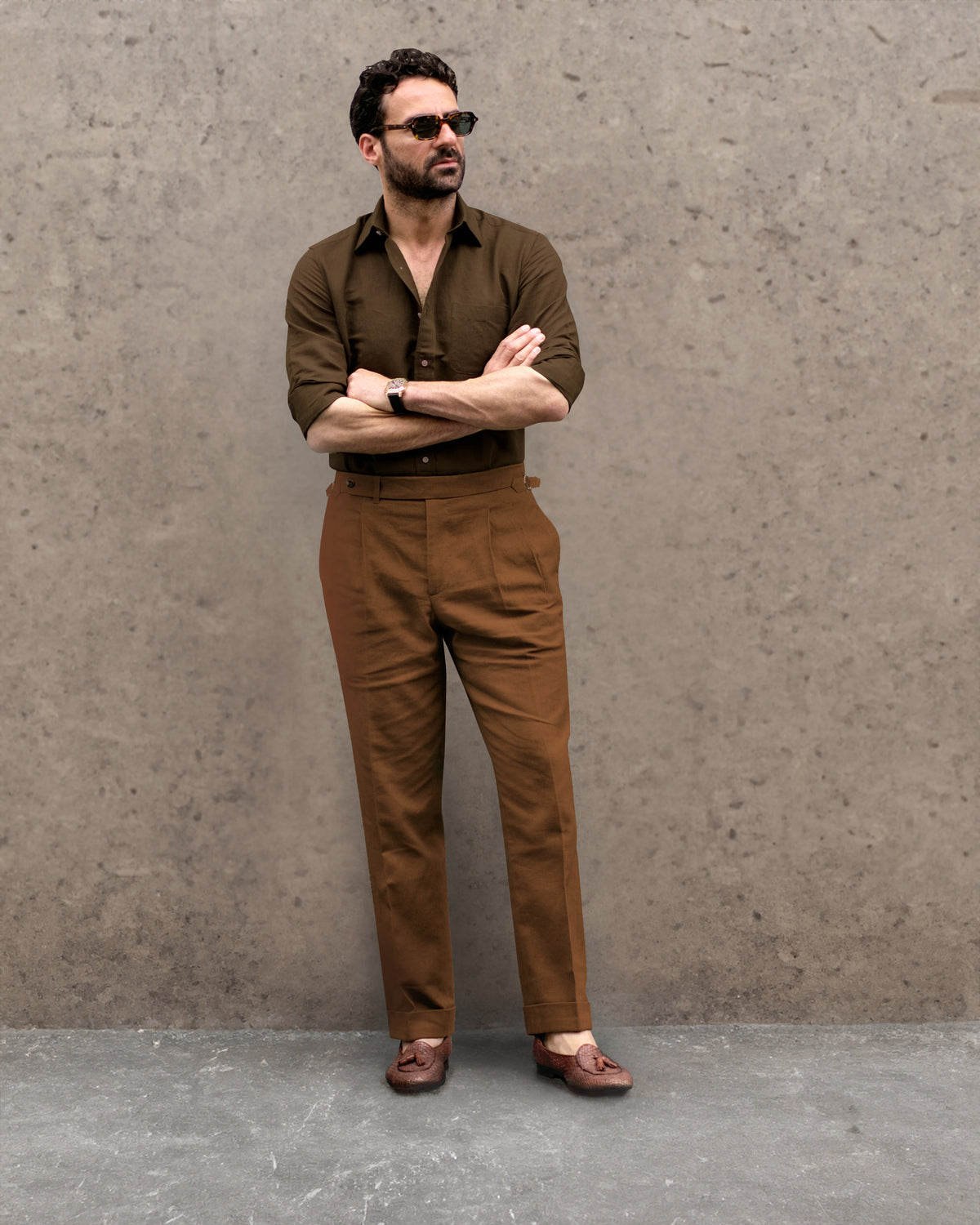 Linen Fresco Tobacco Dress Pant - 2