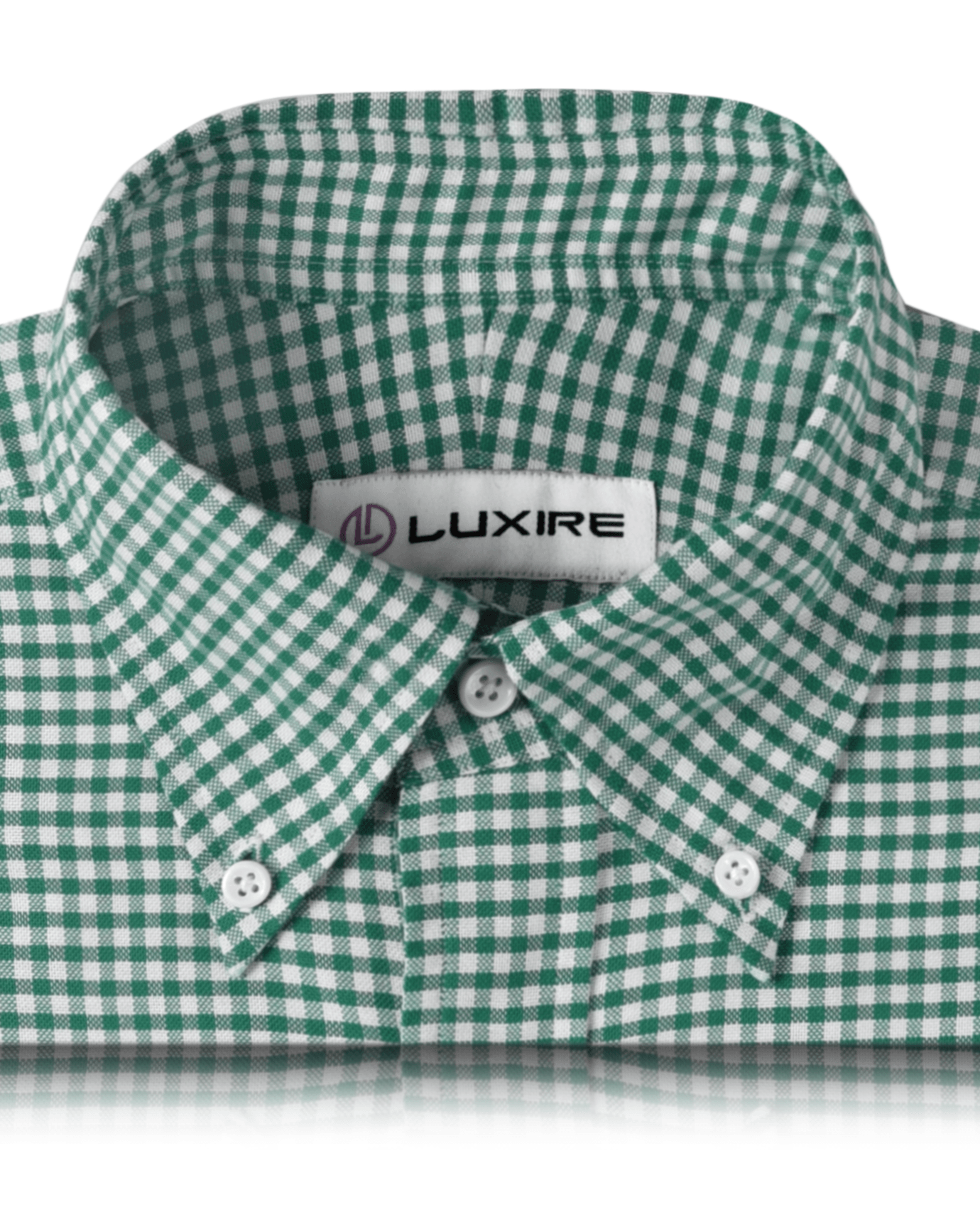 Oxford Lincoln Green Gingham on White